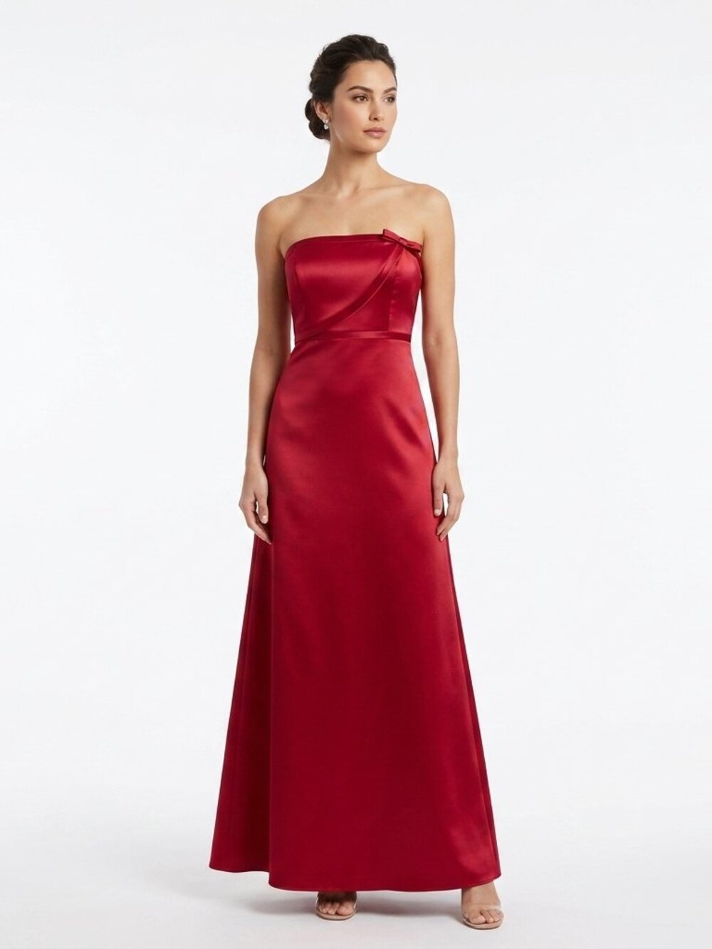 After Six Strapless "Claret" Satin Empire Waist Gown- Sz. 14